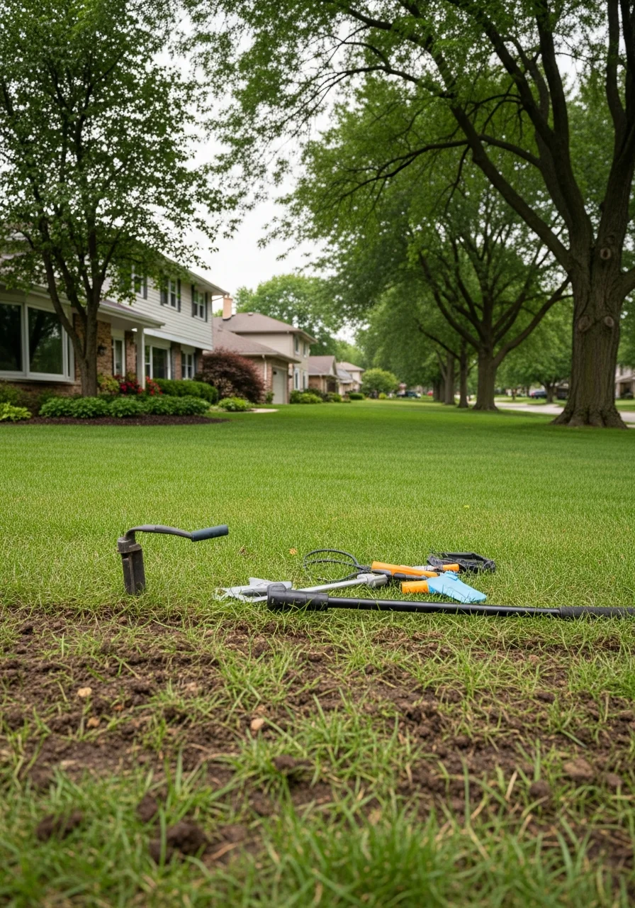 Foundation assessment showing soil evaluation and drainage check on a Homer Glen home.