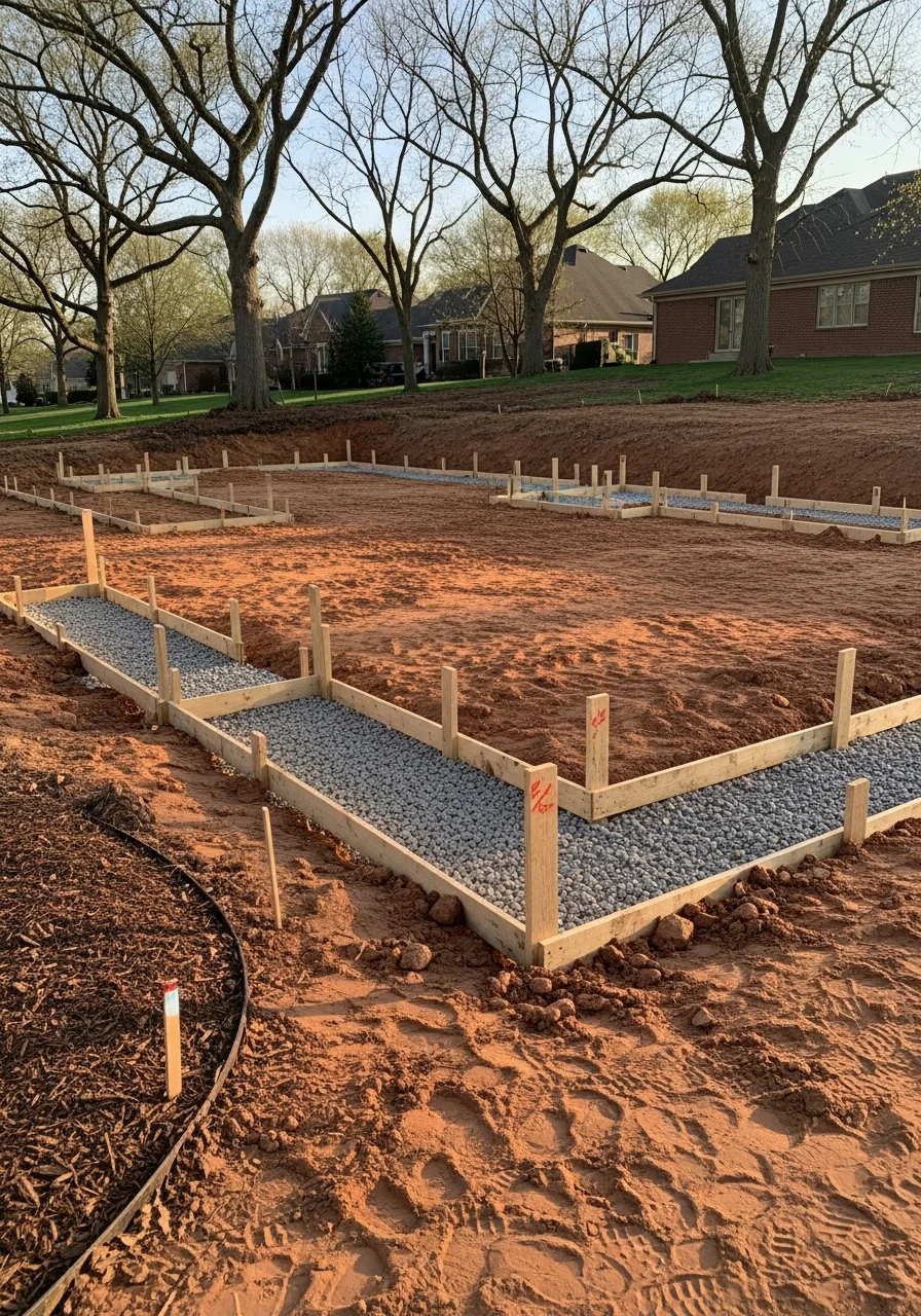 Foundation assessment showing soil grading and drainage evaluation on an Orland Park property.